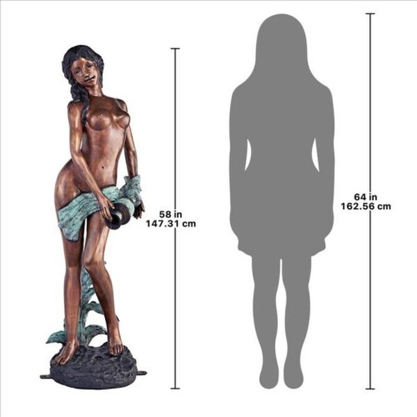 Female Nude Water Spouting Bronze Garden Fountain Piped Goddess